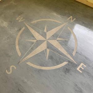 Compass Rose Engraved Into Epoxy Floor Paint Springfield Oregon Adam Burner